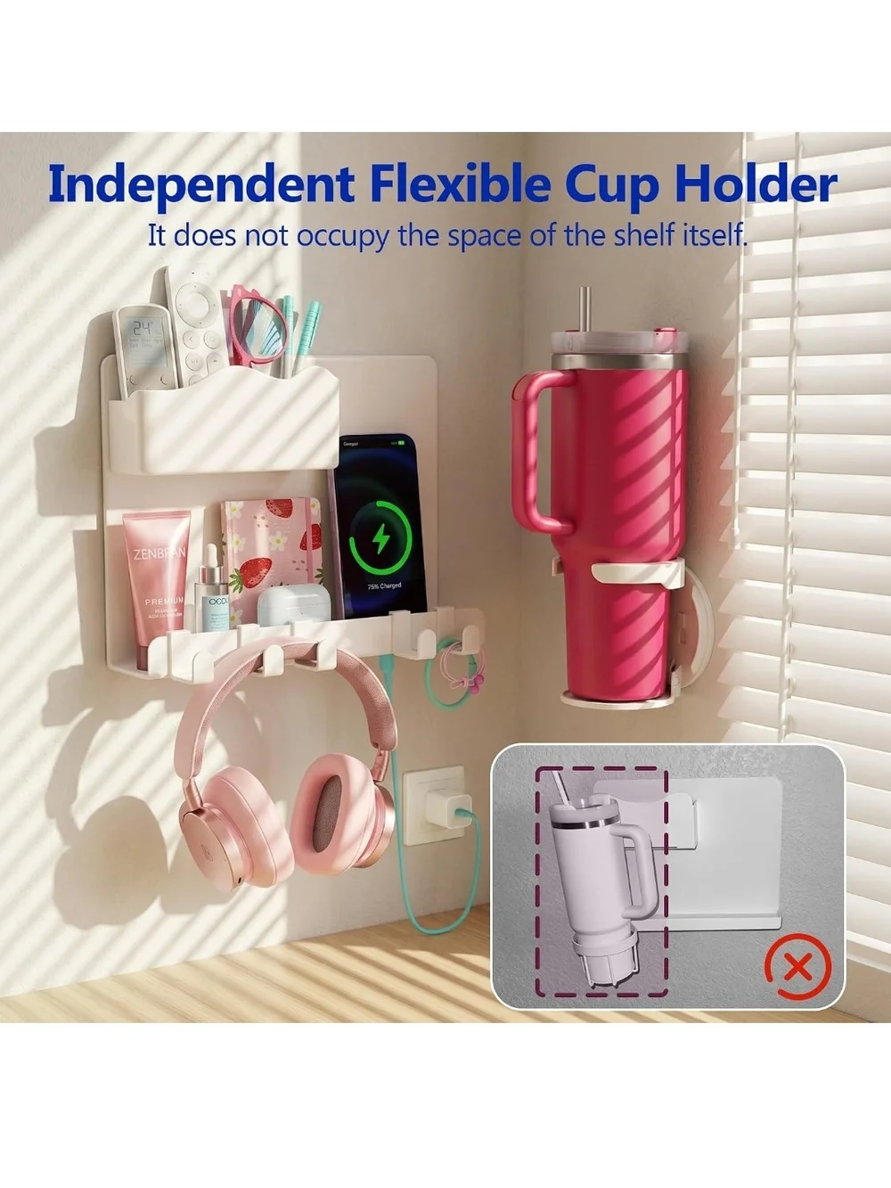 White Wall Organizer Shelf Set